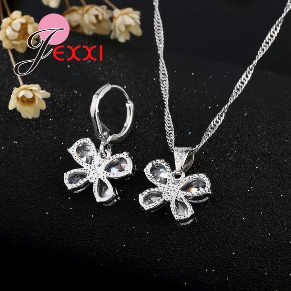 S925 Crystal Butterfly Drop Necklace - Picture 4 of 4